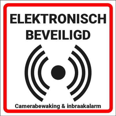 Alarm sticker elektronisch beveiligd - zelfklevende folie - 50 x 50 mm - 10 stuks per kaart - rood wit zwart