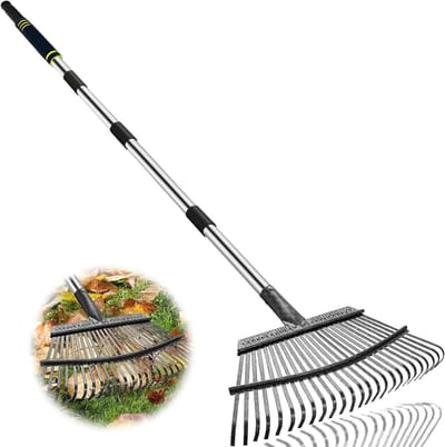 Tuinhark - Bladhark Gazonhark - Bladeren Verzamelen - 25 Metalen Tanden - 180 cm - Zwart