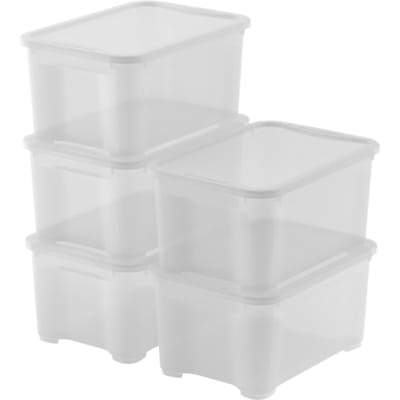 Curver KIS T-Box opbergbox met deksel - 14 l - set van 5 - 39 x 27 x 19 cm - transparant - premium opbergoplossing, duurzaam kunststof, moderne