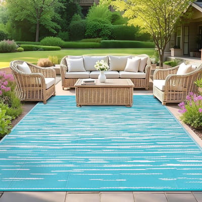 Waterdichte Buitenmat 150 x 240 cm - Omkeerbare Plastic Stro Mat voor Tuin, Balkon en Camping, UV-bestendig en Geschikt voor Buitengebruik