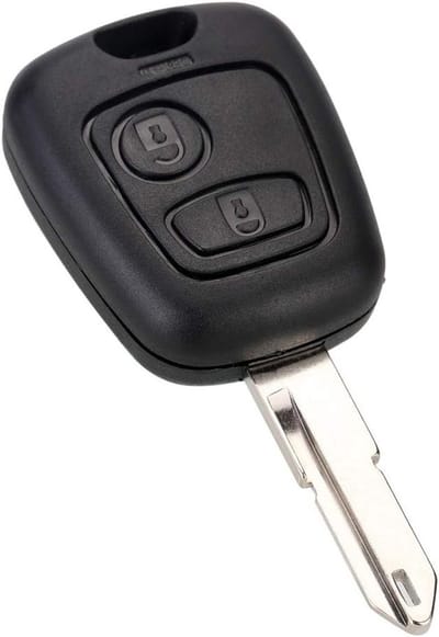 Uncut afstandsbediening sleutel behuizing voor Peugeot 106 en 206 - 2 knoppen, vervangend onderdeel, sleutelblad aanpassen