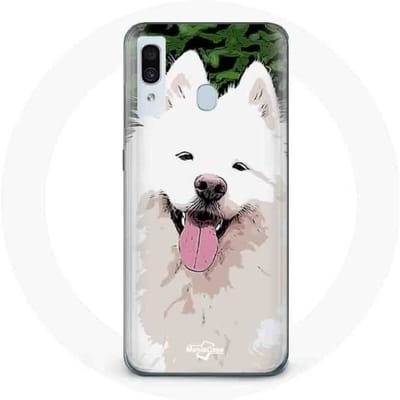 Coque - Samsung - Galaxy A20 - Blanc - Samoyède - Rigide blanc