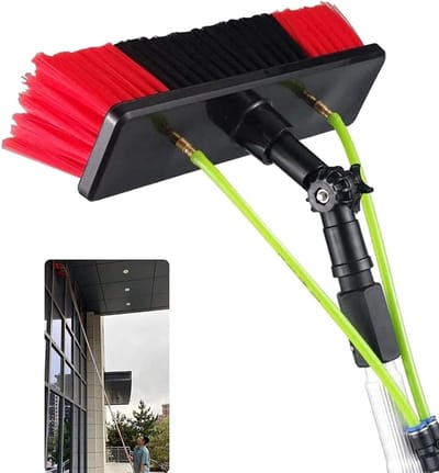 Glazenwasstok - Reinigingssysteem - Buiten Glazen Wassen - Wateraangedreven - 50 cm borstelkop - Aluminium