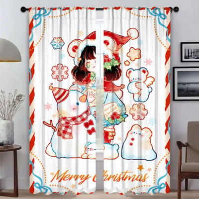 Vrolijk Kerstfeest Halloween Decoratie Verduisterend Gordijn voor Kamer 2 Panelen Gordijnen Kinderkamer Huis Interieur Gordijnen Scheidingswand W50xH70cmx2pcs-CL