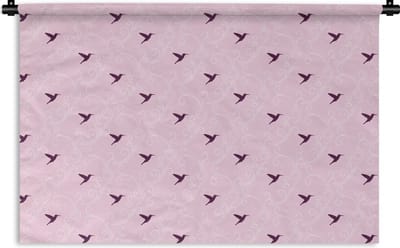 Wandkleed - Wanddoek - Vogel - Patronen - Roze - 180x120 cm - Wandtapijt