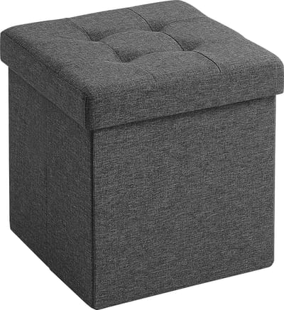 ACAZA Poef - Hocker - Opvouwbaar - 38 x 38 x 38 cm - Donkergrijs - Opberger