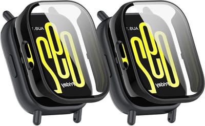 Set van 2 Beschermhoezen voor Smartwatch, Harde PC Case met 9H Schermbeschermer en Krasbestendige Bescherming voor Xiaomi Redmi Watch 5 Active, Zwart