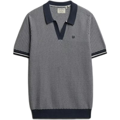 Superdry Johnny Collar Knitted Korte Mouw Poloshirt Grijs M Man