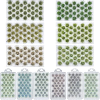 192 Stuks Miniatuur Kleurige Bloemclusters, 6 Kleuren Statig Gras Tufts voor DIY Modelspoor Landschap en Modelbouw Vegetatie