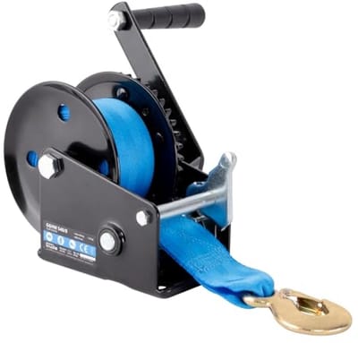Handmatige riemlier - 540 kg trekkracht, 8 meter polyester riem, zwart