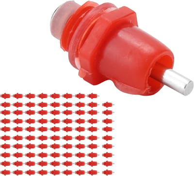 Kip Drinknippels - Gevogelte Water - Automatisch Drinken - Roestvrij Staal - 2.9 cm Lengte - Rood