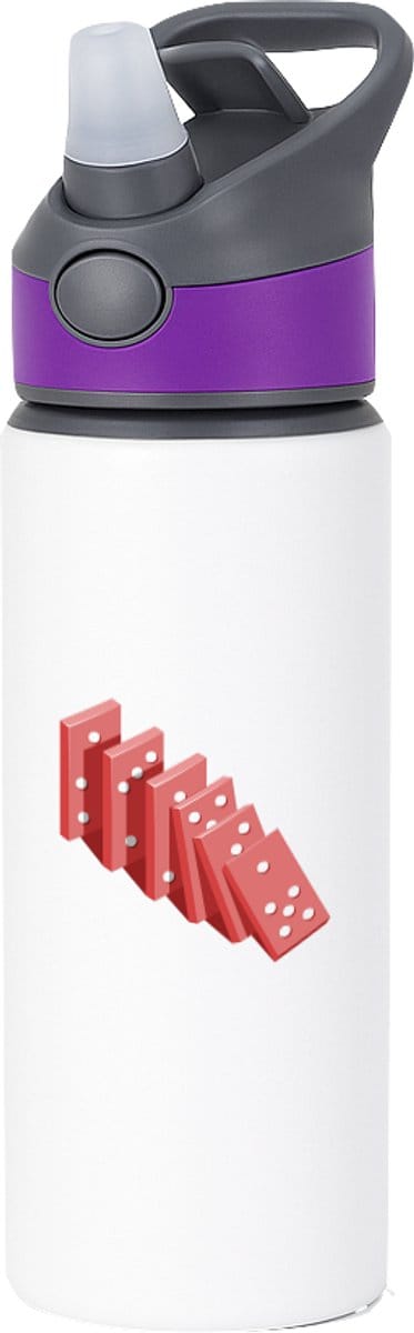 Hacebo® - Domino waterfles met rietje paars - Kind - kinderen - Speelgoed - spelletje - leren tellen - water fles - 650ML