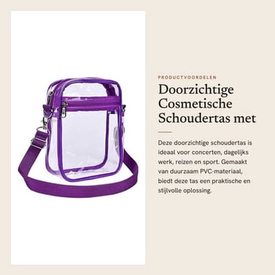Schoudertas Duurzaam PVC - Transparante Handtas - Verstelbare Band - Ruime Binnenkant - Multifunctioneel - Geschikt voor Concerten - Cosmetica Tas