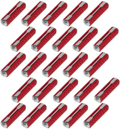 25 stuks torpedozekeringen 16A rood; thermoplastisch kunststof