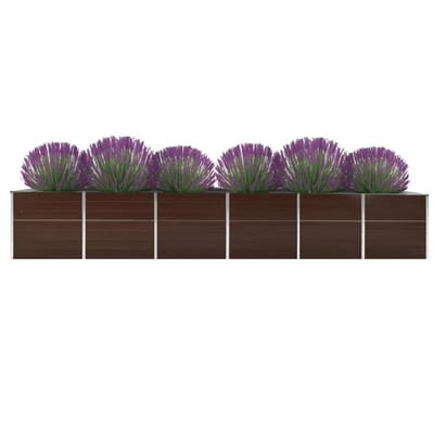 vidaXL - Plantenbak - verhoogd - 480x80x77 - cm - gegalvaniseerd - staal - bruin