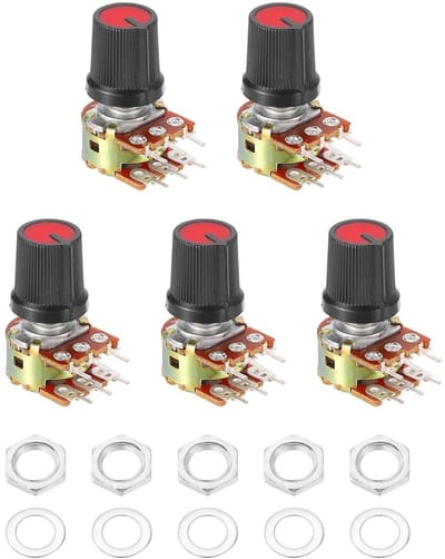 Potentiometer Set - Draaipotentiometer Variabele Weerstand - Volumeregeling Audio - Dual Channel Controle - B100K Ohm - Zwart Rood