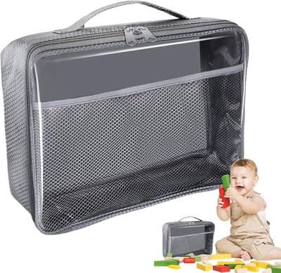 Speelgoed Opbergzakken - Opbergtassen Rits - Spullen Organiseren - Waterproof PVC Materiaal - 25.5 x 20.5 cm - Doorzichtig