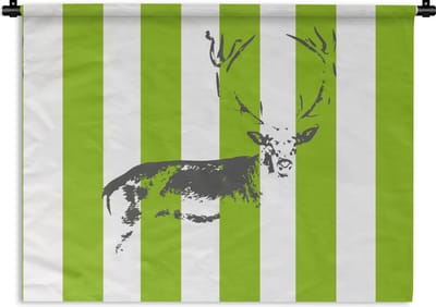 Wandkleed - Wanddoek - Patroon - Hert - Strepen - 60x45 cm - Wandtapijt