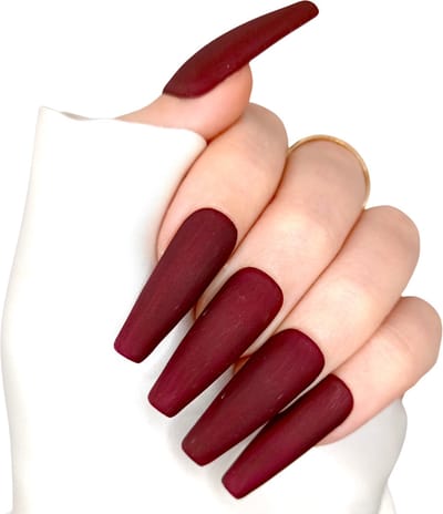 SD Press on Nails - B-106 - Plaknagels - Nagelset 20 Nagels - Rood Matte - Gellak - Nagellak - XL Tapered Coffin Nageltips - Nepnagels met Lijm - Kunstnagels - Nail Art - Handmade - Valse nagels - Nagelvijl - Accessoires - XL Nagels