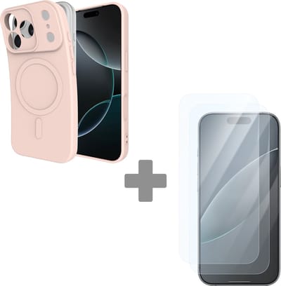 Cazy hoesje geschikt voor iPhone 17 Pro Max Hoesje geschikt voor MagSafe + 2-Pack Tempered Glass - Color Backcover - Roze