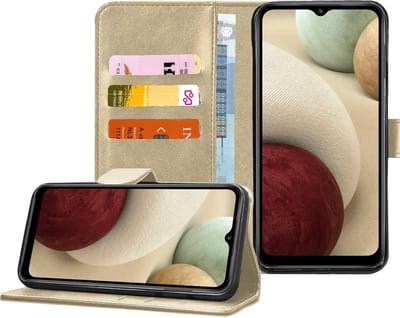Hoesje geschikt voor Samsung Galaxy A12 - Book Case Portemonnee Hoesje Goud