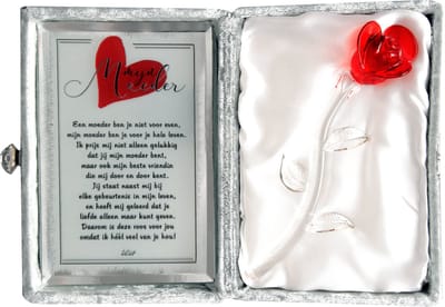 Kristallen Roos met gedicht Mijn Moeder -Voor mijn Liefste- kado voor Moeder - New Dutch® - Moederdag tip