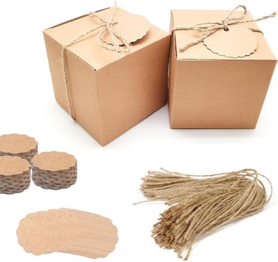 15 Stuks Vierkante Kartonnen Geschenkdozen met Deksel, Kraftpapier, 10x10x10 cm