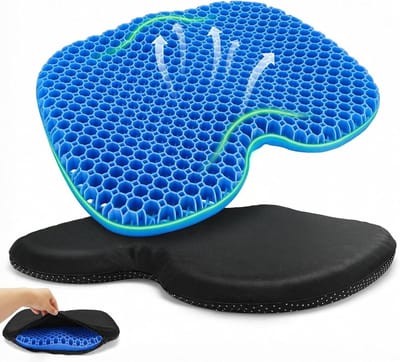 Extra Groot Orthopedisch Gel Kussen, Zitkussen 48 x 38 x 5 cm, Honingraatstructuur voor Optimale Ondersteuning, Comfortabel Zitkussen voor Auto, Bureau Stoel en Thuisgebruik