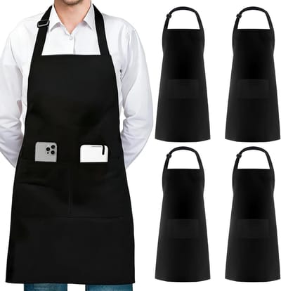 Verstelbare Keuken Schorten voor Koken, Grillen en Restaurantgebruik - Unisex Schorten met Opbergzak (1/2/4 Stuks)