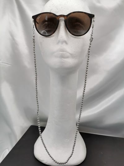 Trendy - Zonnebril - Brillen - vintage - zilverkleurig bolletjes - 70 cm