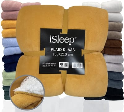 iSleep Plaid Klaas - Heerlijk Zacht - Fleece Deken - Extra Lang - 150x210 cm - Oker