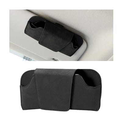 Dailygoods- Brillenkoker met clip - Zonnebrilhouder auto - Hittebestendig - Schokbestendig - PU-leer - 170 x 80 mm - Sterke magnetische sluiting