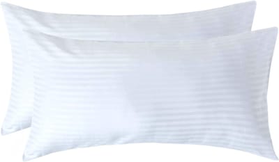Homescapes Satijn Streep Katoen Kussensloop 50x90 cm – Set van 2 – Wit – 100% Egyptisch Katoen – Draaddichtheid 330