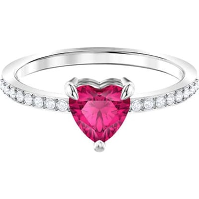 Swarovski Minimalistische Rode Hart Volledig Diamant Ring Damesring Zilver 5474942+5474941+5469980 Box (Random Color),55 white