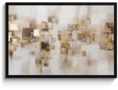 Poster in lijst - Fotolijst 90x60 cm - Posters - Abstracte vierkanten - Aardetonen - Mistig - Posterlijst zwart - Decoratie - Wanddecoratie woonkamer - Muurdecoratie slaapkamer