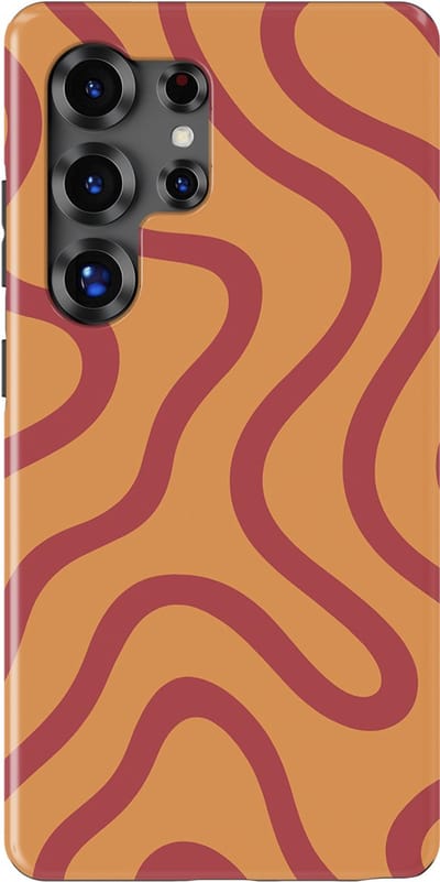 DripCase Curvy Lines Hoesje Samsung Galaxy S25 Ultra | Backcover met Mag | Design Tough Case Samsung Galaxy S25 Ultra Terracotta Twist