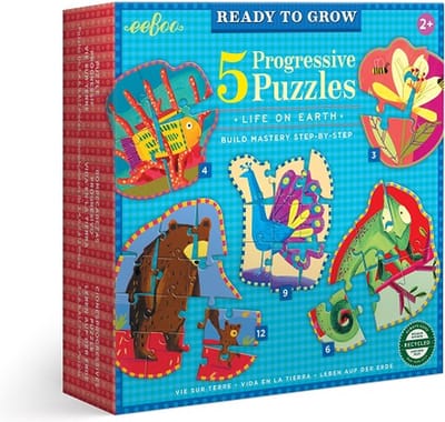 eeBoo Ready to Grow Life on Earth Puzzelset – 5 Puzzels (3 t/m 12 Stukjes) – Kinderpuzzel