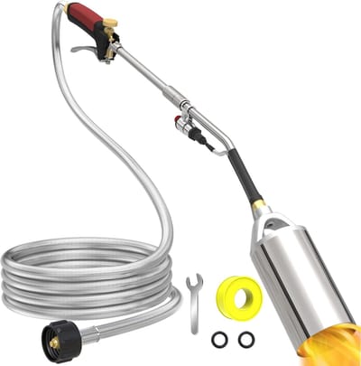 Propaantoorts Set - Onkruidbrander - Wegen Ontdooien - Hoge Output 1.8M BTU - 10FT Slang - Zilver