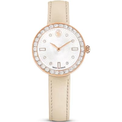 Montre Swarovski Série Certa Mouvement Quartz Bracelet en Cuir 30*30mm Cadran Blanc Résistante à l'eau 50 Mètres Montres pour femmes 5672968 White Dial white