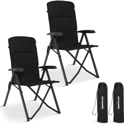 TRVLMORE Campingstoelen Luxe - Opvouwbaar - 2-Pack - 150KG Draagvermogen - Incl. Draagtas - Klapstoel - Kampeerstoel - Vouwstoel - Zwart