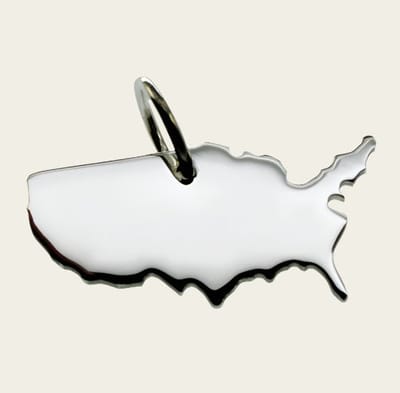 Zilveren Landkaart USA Verenigde Staten ketting hanger