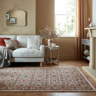 Flycarpets Laagpolig Klassiek Vloerkleed - Vintage - Sandford - Creme 80 x 150 cm