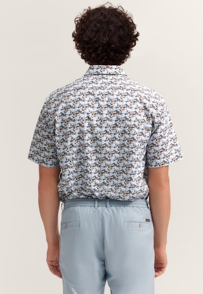 Bugatti Herren Overhemd met korte mouwen, modern fit, met print