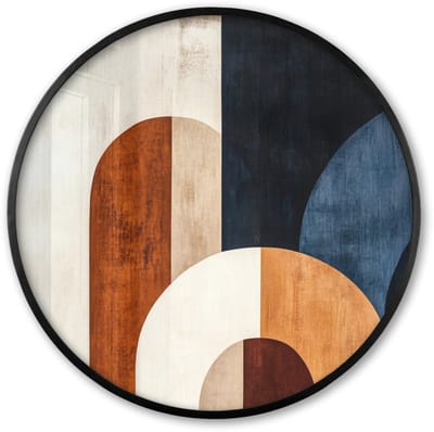 Poster in lijst Rond - Fotolijst 60x60 cm - Posters - Abstract - Vormen - Donkerblauw - Ronde posterlijst zwart - Decoratie - Wanddecoratie woonkamer - Muurdecoratie slaapkamer