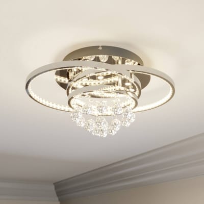 Lucande LED plafondlamp Keely, chroomkleurig, kristal, 45 cm