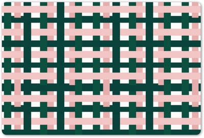 Placemats 45x30 cm - Placemat kunststof - 1 stuk - Vlechtpatroon - Groen - Roze - Grafisch - Borden onderleggers - Decoratie voor op tafel - Keuken tafeldecoratie accessoires - Vinyl onderlegger - Tafelversiering
