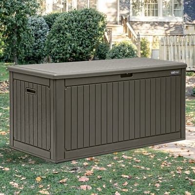 AXI Mike Opbergbox 1000 Liter – Kunststof Tuinbox – 1000 Liter – Bruin – Kussenbox met bodem Met Gasveren – Weerbestendig – 177 x 82 x 83 cm