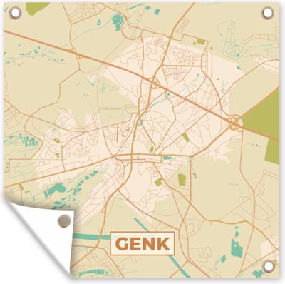 Tuin poster België - Kaart - Genk - Stadskaart - Plattegrond - 200x200 cm - Tuindoek