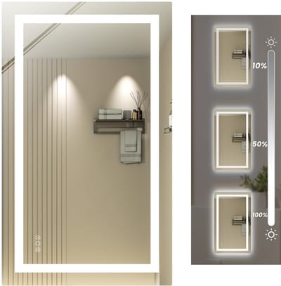 Auralum max® Badkamerspiegel met LED Verlichting - Badkamerspiegel Frameloos - Rechthoekige Wandspiegel - Dimbaar - Anti Condens Douchespiegel - Warm/Neutraal/Koud Wit - 100x60CM
