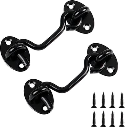 Schuurdeurslot Set - Grendel Haken - Deuren Vastzetten - Roestvrij Staal - 3 Inch - Zwart